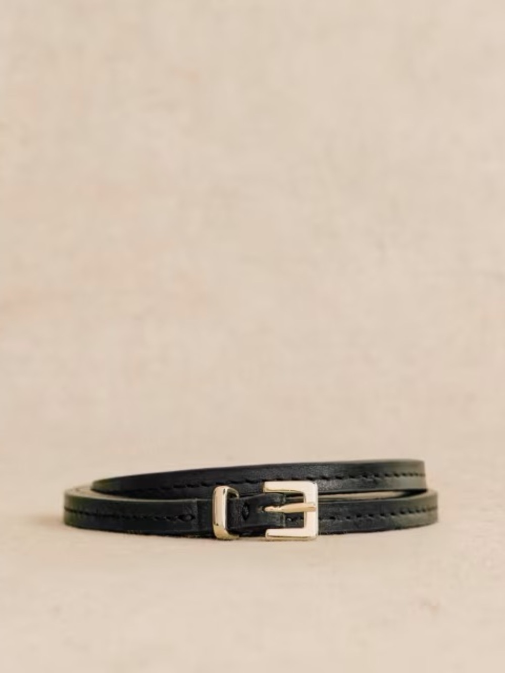 🖤 Sézane Anemone Thin Leather Double Wrap Waist Belt Black 90